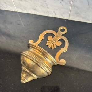 Vintage Ornate Brass Wall Pocket Planter / Holy Water Font